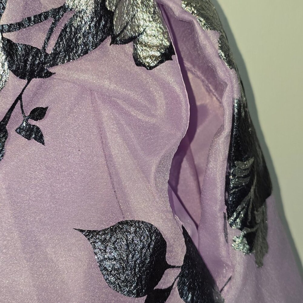 Crystal Doll Lilac Metallic Floral BIG SKIRT POCKETS Prom Ball Dress, Sz 13 - Picture 8 of 10